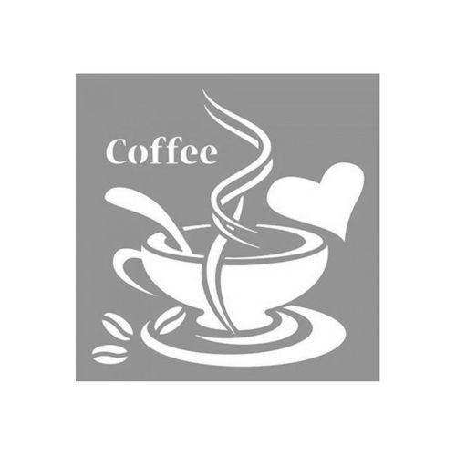 Coffee Stencil Boyama şablonu 30x30 cm, Duvar Stencil, Fayans Stencil, Mobilya Stencil