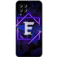 Samsung Galaxy M33 Kılıf Baskılı Kapak - Dark Neon Yaprak E Harfi +Tam Kaplayan Mat Seramik