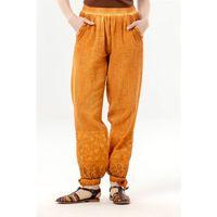Beli Lastikli İnka Bilekten Bağlamalı Otantik Nakışlı Kadın Poplin Pantolon Hardal Hrd