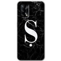 Oppo A54 Kılıf HD Desen Baskılı Arka Kapak - Siyah Mermer Desenli Ş Harfi