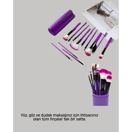 12’li Makyaj Fırça Seti Fondöten Allık Far Karıştırma İçin Tam Uyumlu