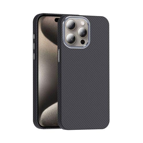 Apple iPhone 15 Pro Max Kılıf M-safe Şarj Özellikli Karbon Fiber Görünümlü Zore Gros Kapak