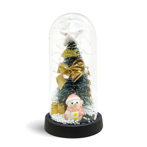 Yılbaşı Temalı Işıklı  Dekoratif Cam Fanus