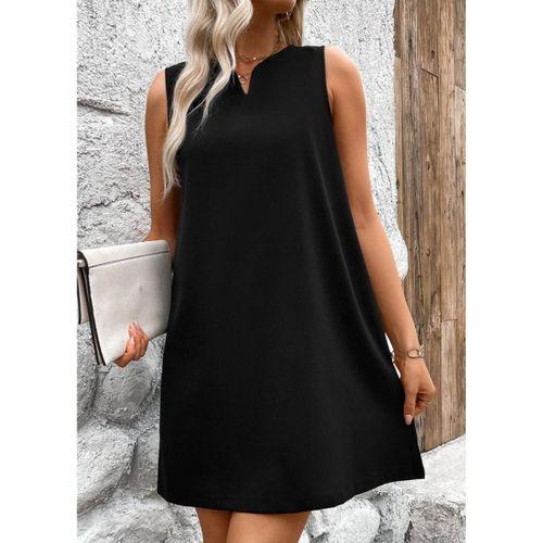 Kadın Askılı V Yakalı Geniş Kesim Detaylı Kısa Janjan Krep Elbise