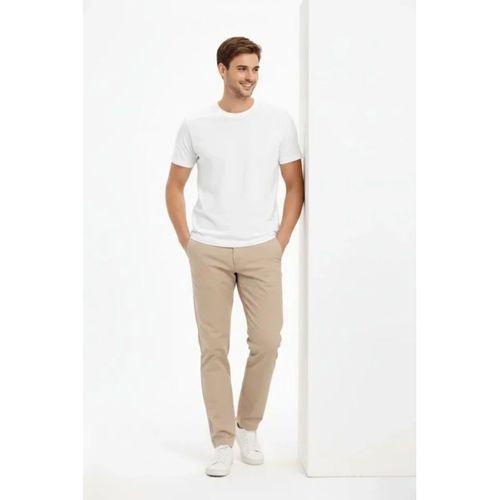 Erkek Bisiklet Yaka Tişört Regular Kalıp Basic Pamuklu Günlük Kullanım T-shirt - Beyaz