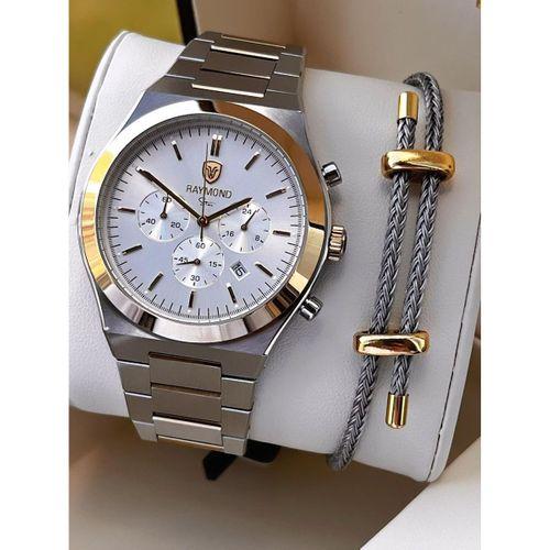 Raymond Nişan Ve Damatlara Özel Çelik Kordon 2 Yıl Garantili 5 Atm Erkek Kol Saati+Bileklik RMD.13