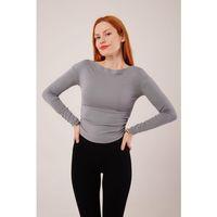 Yaka Detay Uzun Kollu Basic Gri Bluz