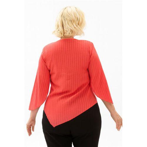 Truvakar Kol Büyük Beden Gofre Rodos Yazlık Bluz Mercan Mrcn