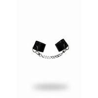 Siyah Deri Kelepçe - Kelepçe Parlak Deri Zincir Detaylı Bilek Kelepçesi - Brf269