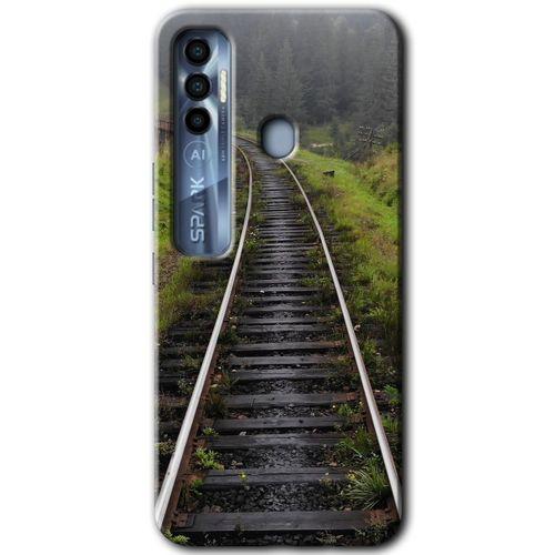 Tecno Spark 7 Pro HD Baskılı Kılıf + 9D Tam Ekran Koruyucu - Tren Yolu