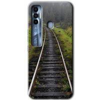 Tecno Spark 7 Pro HD Baskılı Kılıf + 9D Tam Ekran Koruyucu - Tren Yolu