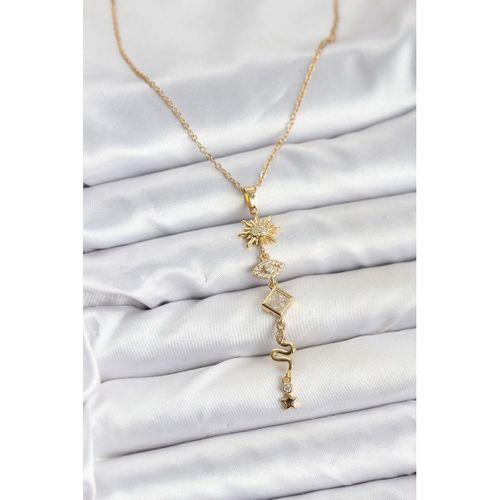 316L Çelik Zincir Gold Renk Güneş ve Enerji Model Kadın Y Kolye