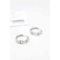 Taşlı Halka Küpe - Gümüş