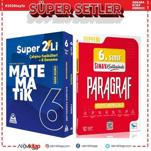Örnek Akademi 6. Sınıf Süper İkili Matematik ve Sınav Paragraf Sınav Kalitesinde Soru Bankası Seti 2 Kitap