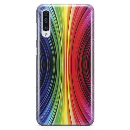 Samsung Galaxy A50 Kılıf Asimetrik Gökkuşağı Arka Kapak Koruma Desenli Full Koruyucu