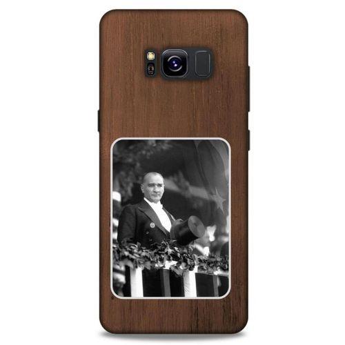 Samsung Galaxy S8 Kılıf Atatürk (35) Fit Design Kılıf Kahverengi Duvar