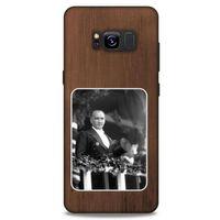 Samsung Galaxy S8 Kılıf Atatürk (35) Fit Design Kılıf Kahverengi Duvar