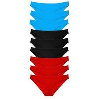 9 Adet Süper Eko Set Likralı Kadın Slip Külot Siyah Kırmızı Mavi