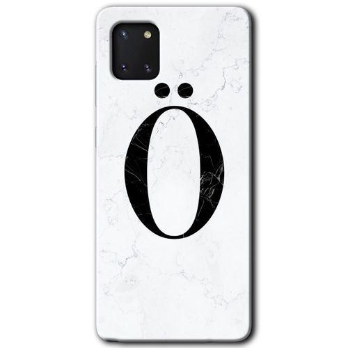 Potkal Hediye Fabrikası Samsung Galaxy A81 Kılıf HD Desen Baskılı Arka Kapak - Beyaz Mermer Desenli Ö Harfi