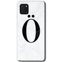 Potkal Hediye Fabrikası Samsung Galaxy A81 Kılıf HD Desen Baskılı Arka Kapak - Beyaz Mermer Desenli Ö Harfi