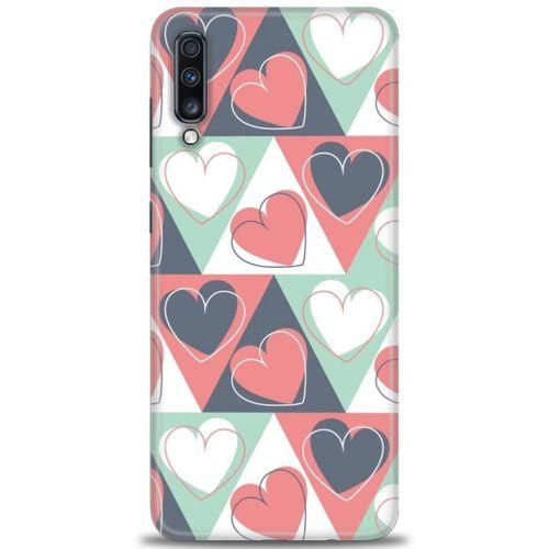 Samsung Galaxy A70 Kılıf HD Baskılı Kılıf - Kalp Kalp + Tam Ekran Koruyucu
