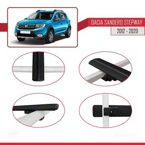 Dacia Sandero STEPWAY 2012-2020 Arası ile uyumlu Basic Model Ara Atkı Tavan Barı SİYAH 3 ADET