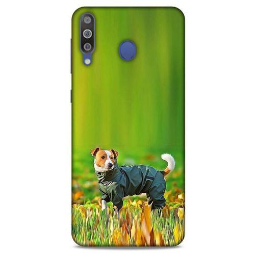 Samsung Galaxy M30 Kılıf Köpek Kıyafetleri (26) Tpu Silikon Kılıf Jack Russell Yağmurluk
