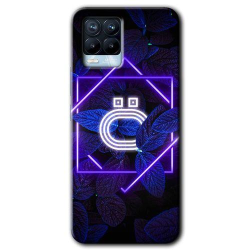 Realme 8 Pro Kılıf Baskılı Kapak - Dark Neon Yaprak Ö Harfi + 5D Tam Kaplayan Cam