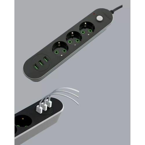 Usb Yuvalı Anahtarlı Üçlü Priz 2 Metre Kablolu