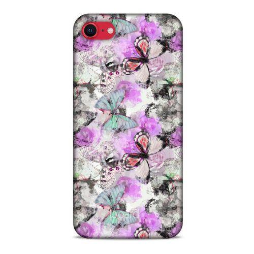 Apple iPhone SE 2020 Kılıf Kelebek Etkisi (15) Antişok Kılıf Mor Beyaz