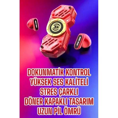 Kırmızı Kablosuz Bluetooth Kulaklık Stres Çarklı  Kulaklığı