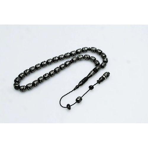 Oltu Taşı Çift Zikzak Tel İşleme Tesbih