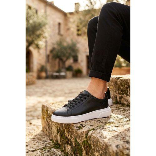 BLF-010 Erkek Sneaker Günlük Casual Spor Ayakkabı Siyah Beyaz Taban