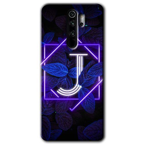 Potkal Hediye Fabrikası Xiaomi Redmi Note 8 Pro Kılıf HD Desen Baskılı Arka Kapak - Dark Neon Yaprak J Harfi