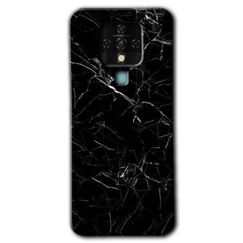 Tecno Camon 16 HD Baskılı Kılıf + 9D Tam Ekran Koruyucu - Siyah Mermer