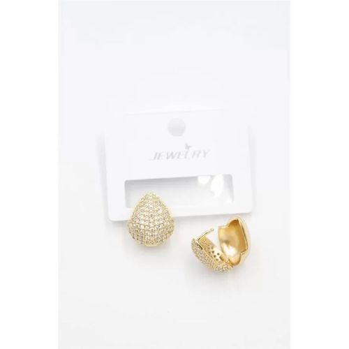 Taşlı Damla Küpe - Altın