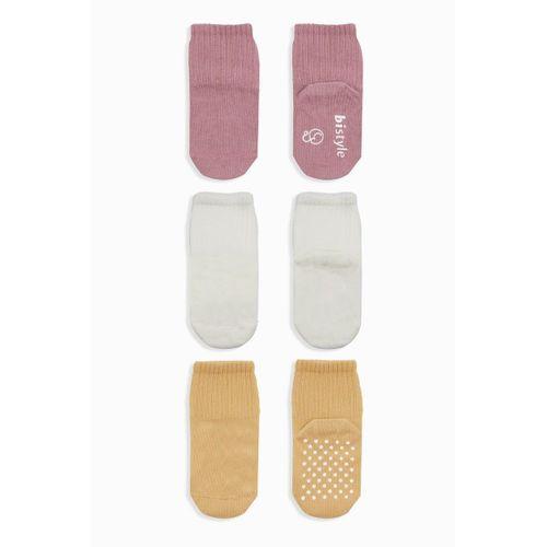 Bistyle Basic Kaymaz Penye Soket Çorap 3'Lü BS10106 Pudra Ekru Somon