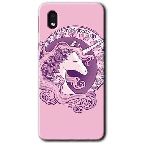 Galaxy A01 Core Kılıf HD Desen Baskılı Arka Kapak - Unicorn-Pembe + Kırılmaz Cam