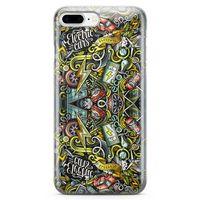 Apple iPhone 8 Plus Kılıf Elektrikli Araba Doodle Arka Kapak Koruma Desenli Full Koruyucu