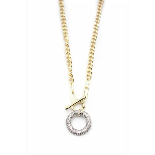 Taşlı Zincir Kolye - Altın