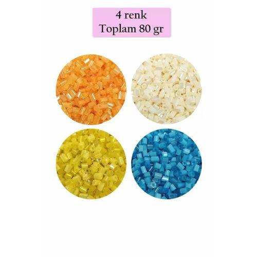 Kesme Cam Boncuk 2mm - 4 Renk - Toplam 80 Gram - BNC443