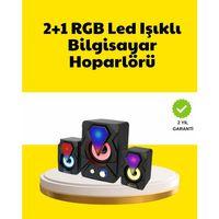 2.1 Usb Bağlantılı Oyun Hoparlörü Renkli Led Işıklı