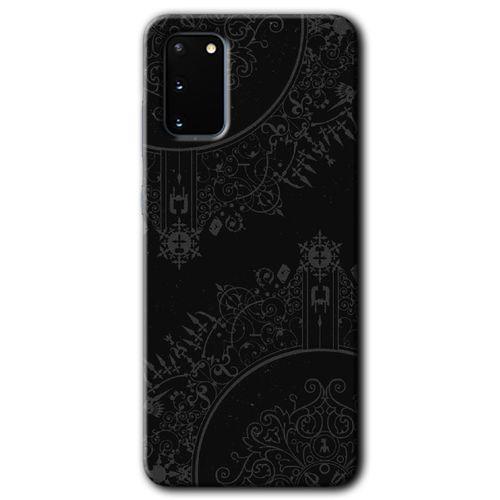MRCİLETİSİM MRCİLETİSİM Samsung Galaxy S20 Kılıf HD Desen Baskılı Arka Kapak + Temperli Cam - Siyah Mandala