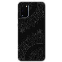 MRCİLETİSİM MRCİLETİSİM Samsung Galaxy S20 Kılıf HD Desen Baskılı Arka Kapak + Temperli Cam - Siyah Mandala