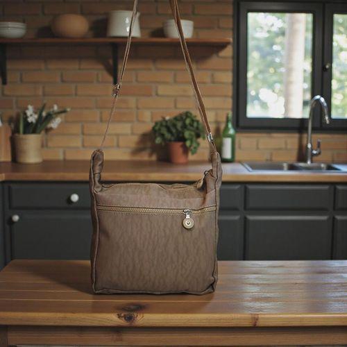 Fiyra ç2 Vizon Beş Gözlü Krinkıl Kumaş Bayan Çapraz Omuz Çanta