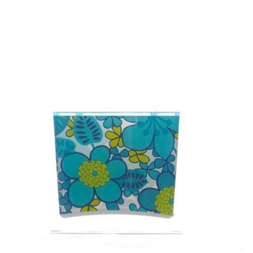 2 Adet Diş Fırçalık Mavi Çiçekli Akrilik 10X10X3Cm Banyo Seti