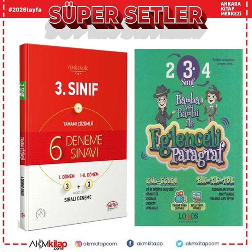 Editör Yayınları 3. Sınıf 6 Deneme ve Lodos Eğlenceli Paragraf Soru Bankası Seti 2 Kitap