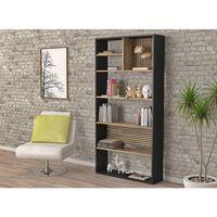 Nova Zebra 7 Bölmeli Kitaplıklık - Minifiks - Wood Siyah  Atlantik Çam