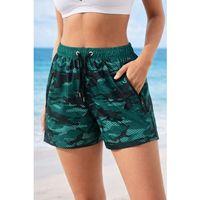 Deniz Şortu Fermuarlı Cepli File Astarlı Hızlı Kuruyan Premium - Su Yeşili