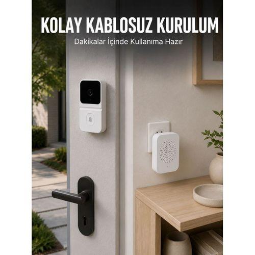Hd Kameralı Beyaz Görüntülü Kapı Zili Çift Yönlü Sesli Wi-fi Akıllı Kapı Zili